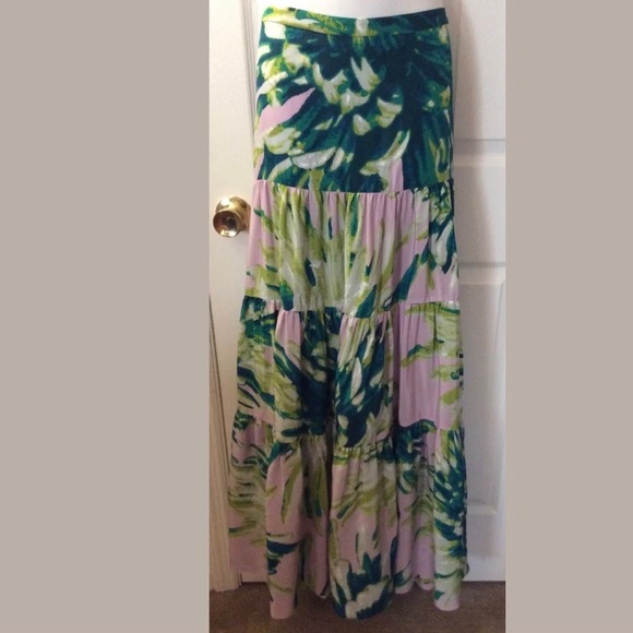 Just Cavalli Dresses & Skirts - JUST CAVALLI Silk Maxi Skirt Purple Green Floral